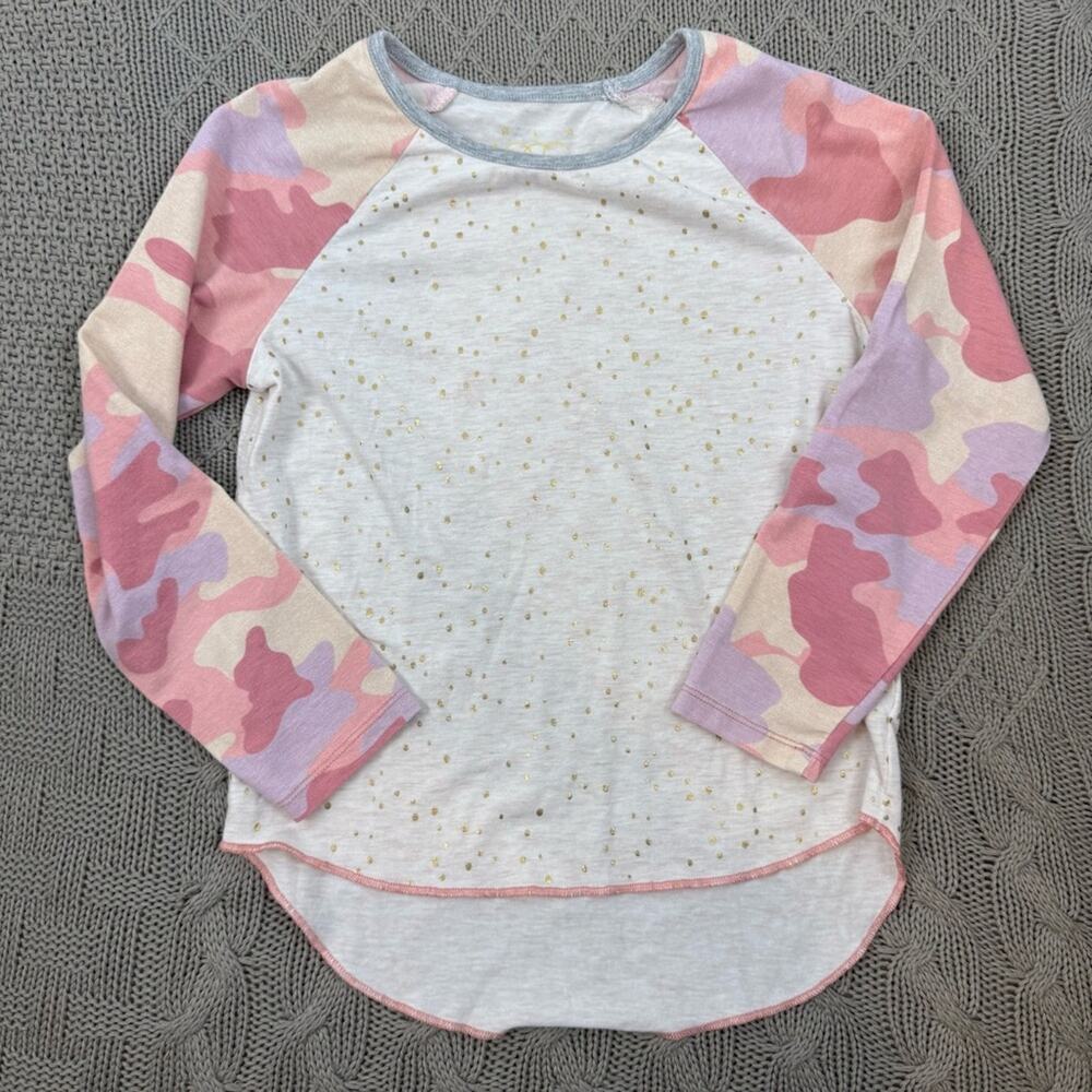 EGG New York Long Sleeve Pink Camo & Gold Polka Dot Raglan ~ 5
